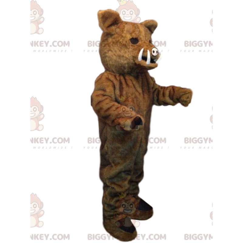 Disfraz de mascota BIGGYMONKEY™ Jabalí marrón con pequeños