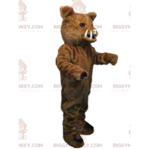 BIGGYMONKEY™ Costume da mascotte Cinghiale marrone con piccole