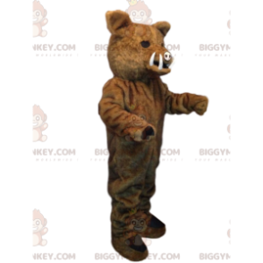 BIGGYMONKEY™ Mascot Costume Brown Boar with Small Tusks –