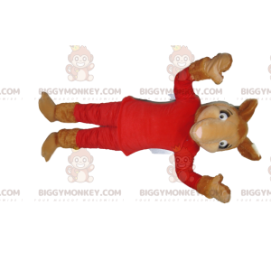 Costume de mascotte BIGGYMONKEY™ de chamelle en tenue rouge -