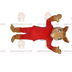 Disfraz de mascota camello BIGGYMONKEY™ en traje rojo -