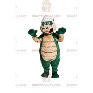 Groen en bruin dinosaurus BIGGYMONKEY™ mascottekostuum met