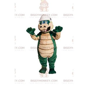 Grøn og solbrun dinosaur BIGGYMONKEY™ maskotkostume med