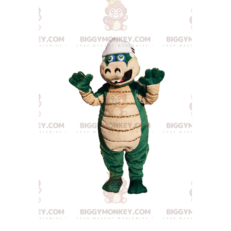 Costume de mascotte BIGGYMONKEY™ de dinosaure vert et beige