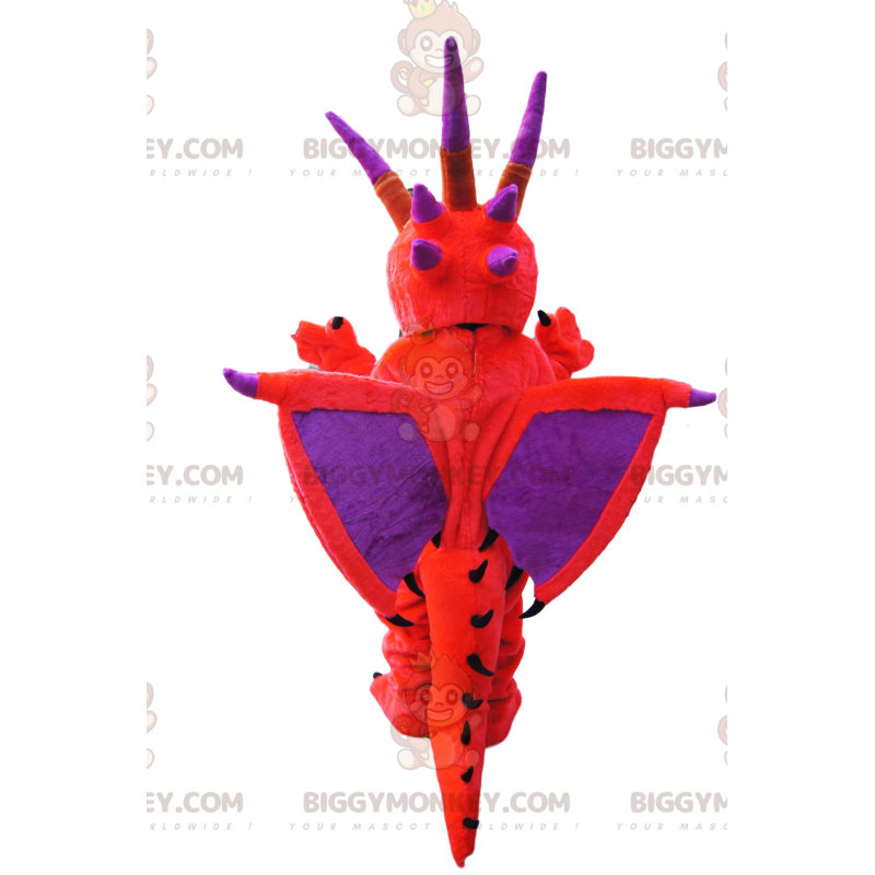 Kostium maskotki Płonący czerwono-fioletowy smok BIGGYMONKEY™ -