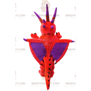 Disfraz de mascota BIGGYMONKEY™ Dragón rojo y morado llameante