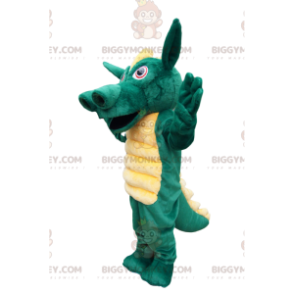 BIGGYMONKEY™ Costume da mascotte Drago verde con splendido