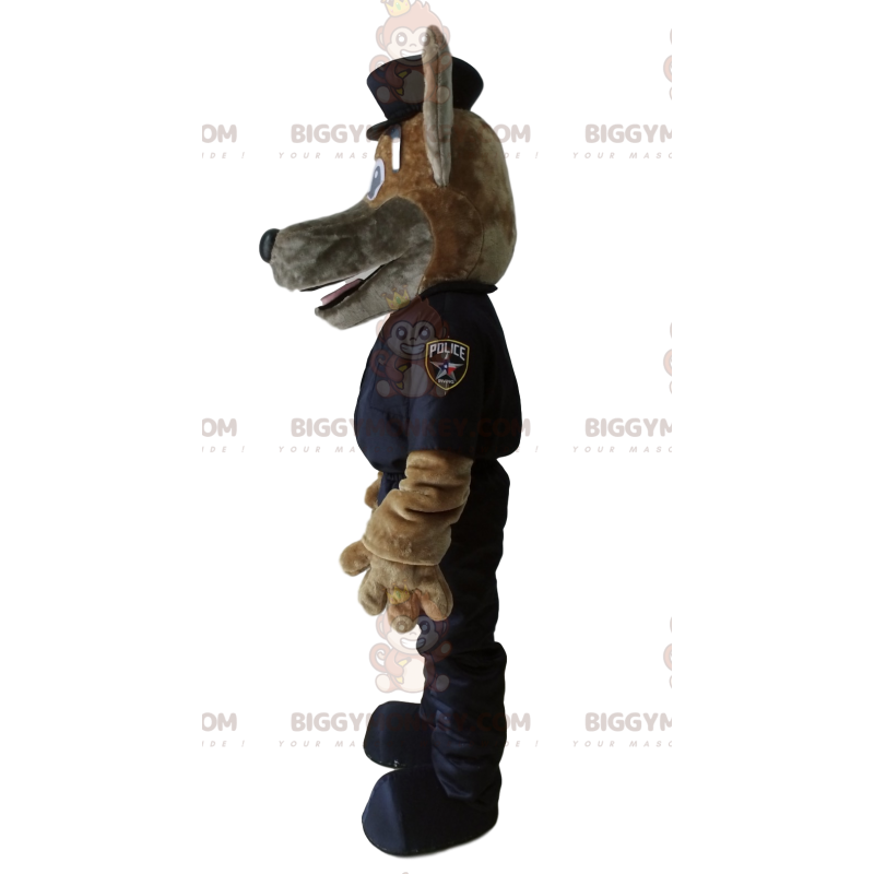 Brun hund BIGGYMONKEY™ maskotdräkt med polisklänning -