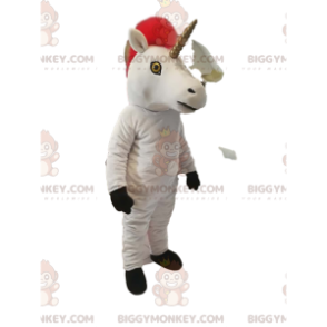 BIGGYMONKEY™ Mascot Costume White Unicorn with Gorgeous Red