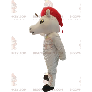 BIGGYMONKEY™ Mascot Costume White Unicorn with Gorgeous Red