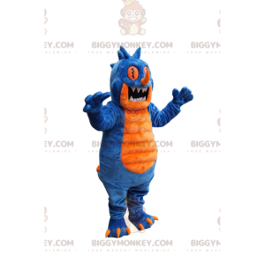 BIGGYMONKEY™ mascottekostuum blauw en geel monster met