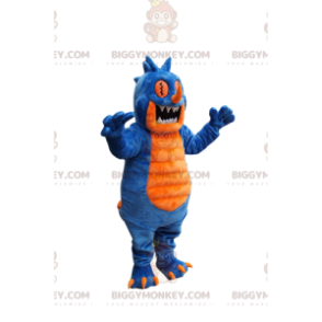 BIGGYMONKEY™ mascottekostuum blauw en geel monster met