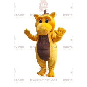Disfraz de mascota BIGGYMONKEY™ de dinosaurio amarillo y marrón