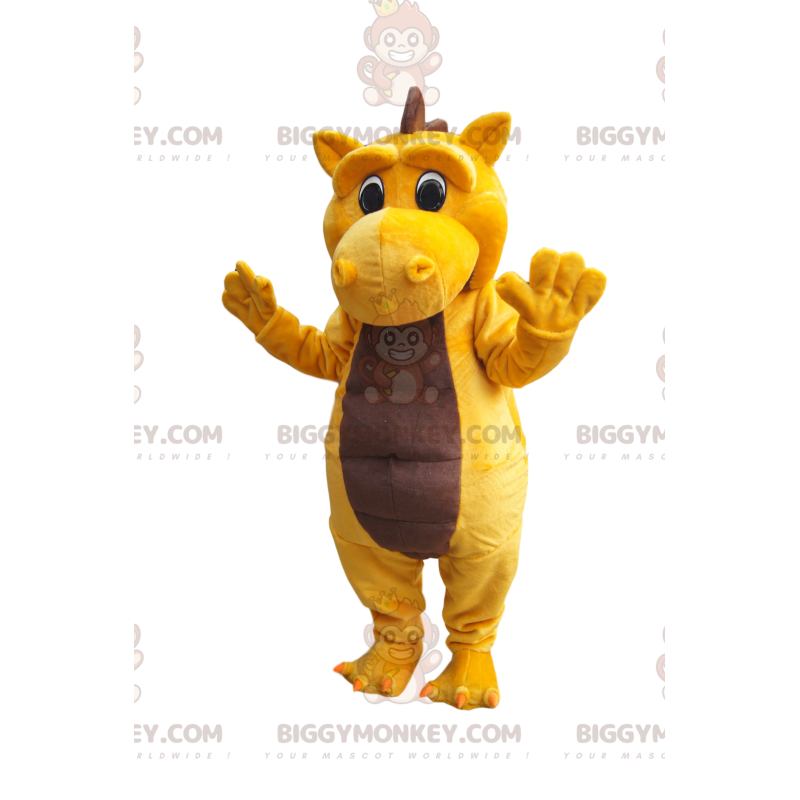 Costume de mascotte BIGGYMONKEY™ de dinosaure jaune et marron