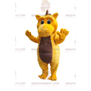 Costume da mascotte BIGGYMONKEY™ di dinosauro giallo e marrone
