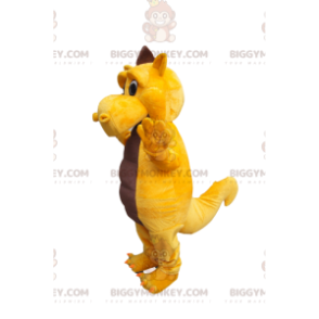 Disfraz de mascota BIGGYMONKEY™ de dinosaurio amarillo y marrón