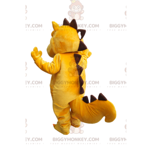 Disfraz de mascota BIGGYMONKEY™ de dinosaurio amarillo y marrón