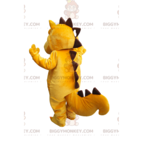 Traje de mascote BIGGYMONKEY™ de dinossauro amarelo e marrom