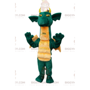 BIGGYMONKEY™ mascot costume of comical green dragon, with cute