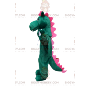 Costume da mascotte drago verde e rosa BIGGYMONKEY™ -