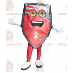 Costume de mascotte BIGGYMONKEY™ de bouclier rouge noir et gris