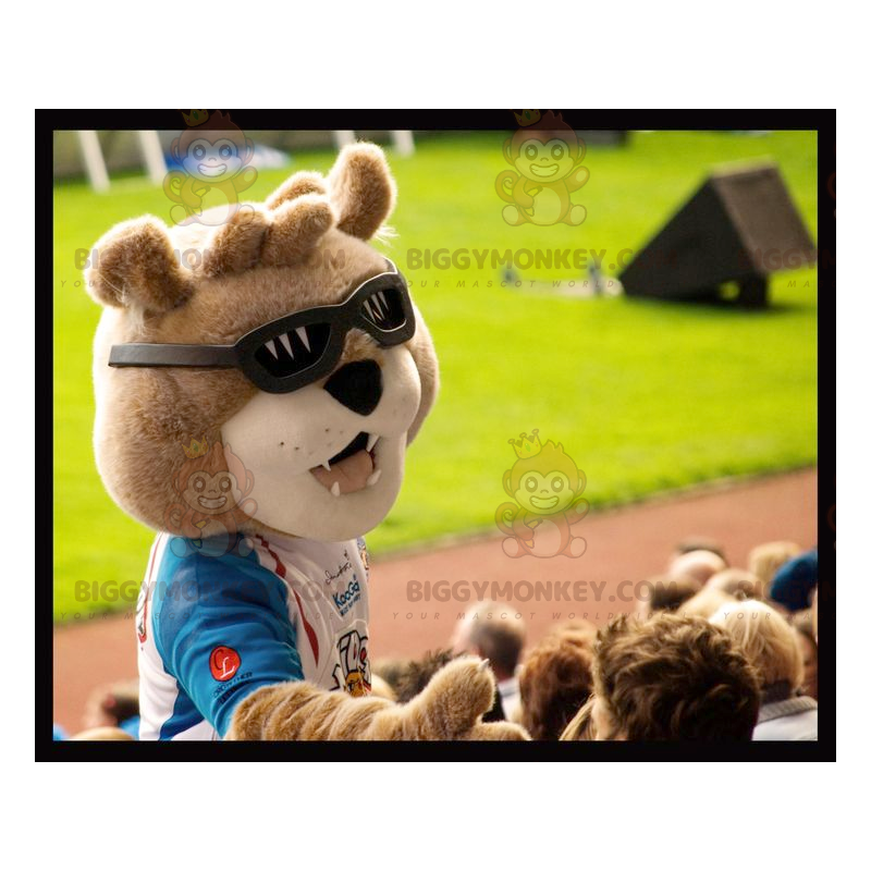 Costume da mascotte dell'orso bruno BIGGYMONKEY™ con occhiali
