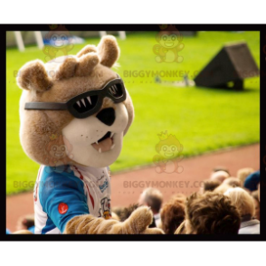 Brauner Bär BIGGYMONKEY™ Maskottchen-Kostüm mit Sonnenbrille -