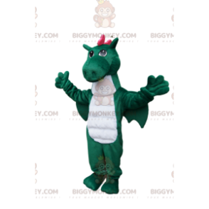 Disfraz de mascota dragón verde y rosa BIGGYMONKEY™ -