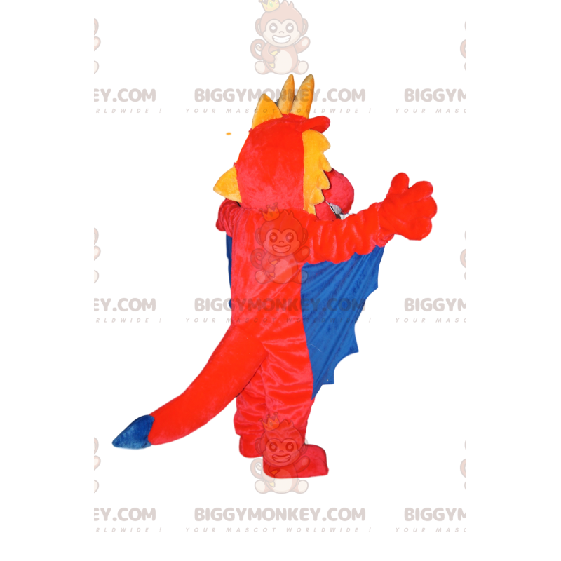 Disfraz de mascota BIGGYMONKEY™ Dragón rojo y amarillo con alas
