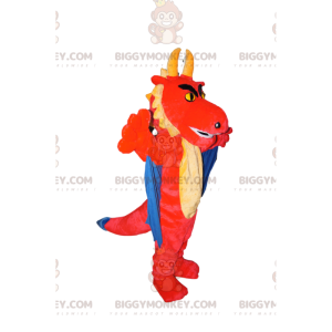 BIGGYMONKEY™ Costume da mascotte Drago rosso e giallo con ali