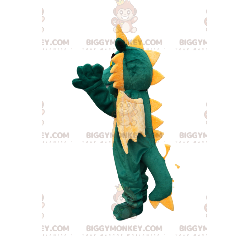 BIGGYMONKEY™ Costume da mascotte Drago verde con ali gialle -