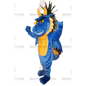 Costume de mascotte BIGGYMONKEY™ de dragon bleu et jaune