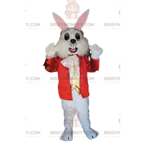 Bunny BIGGYMONKEY™ mascottekostuum met stijlvol rood jasje en
