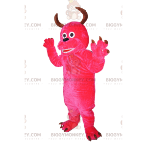 Costume de mascotte BIGGYMONKEY™ de monstre fushia enjoué avec