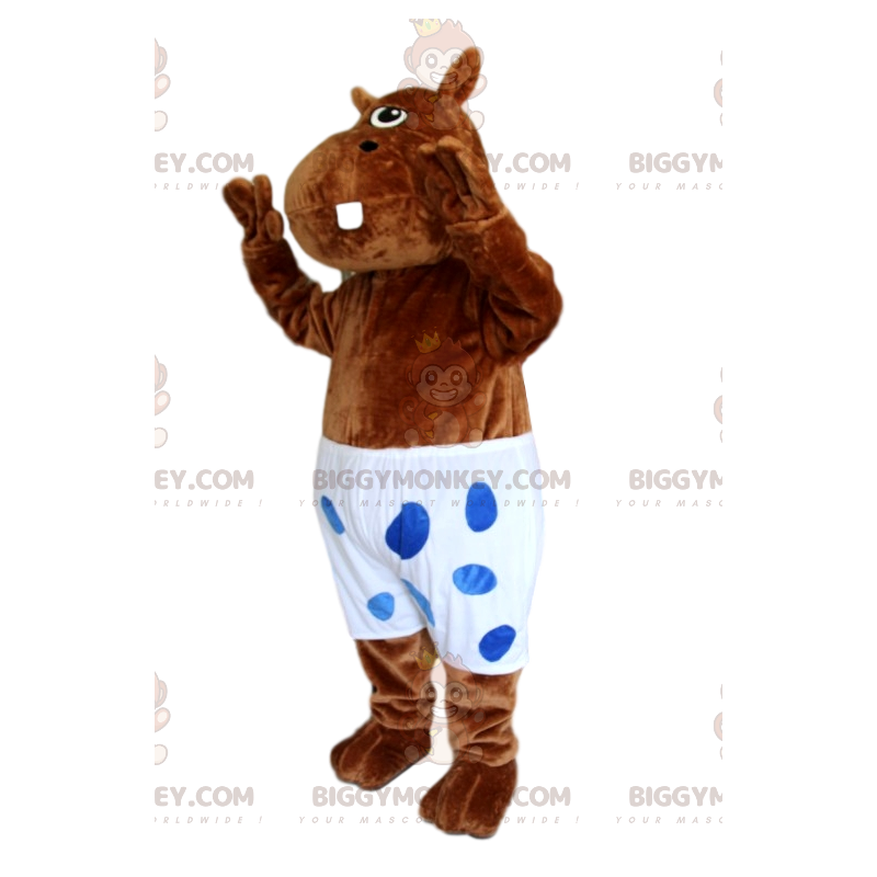 Disfraz de mascota BIGGYMONKEY™ de hipopótamo marrón con traje