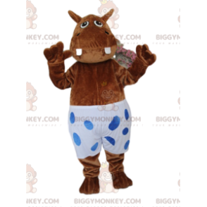 Brązowy kostium maskotki hipopotama BIGGYMONKEY™ z białym