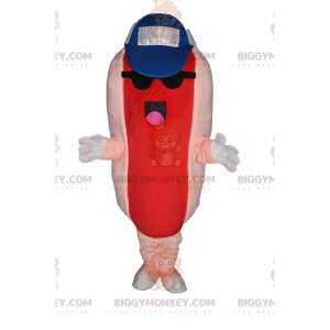 Hot dog BIGGYMONKEY™ mascot costume with cap and sunglasses –