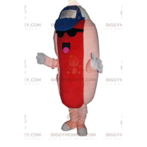 Hot dog BIGGYMONKEY™ mascot costume with cap and sunglasses –