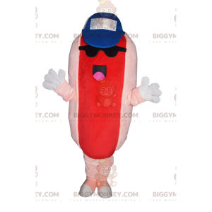 Hotdog BIGGYMONKEY™ maskotkostume med kasket og solbriller -