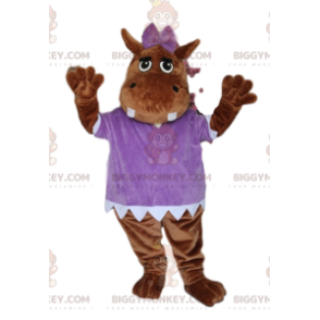 Costume de mascotte BIGGYMONKEY™ d'hyppopotame marron, avec un