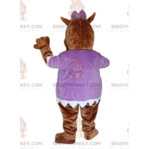 Costume mascotte ippopotamo marrone BIGGYMONKEY™, con camicetta