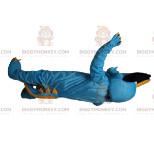 BIGGYMONKEY™ Maskottchenkostüm Blauer und gelber Drache mit