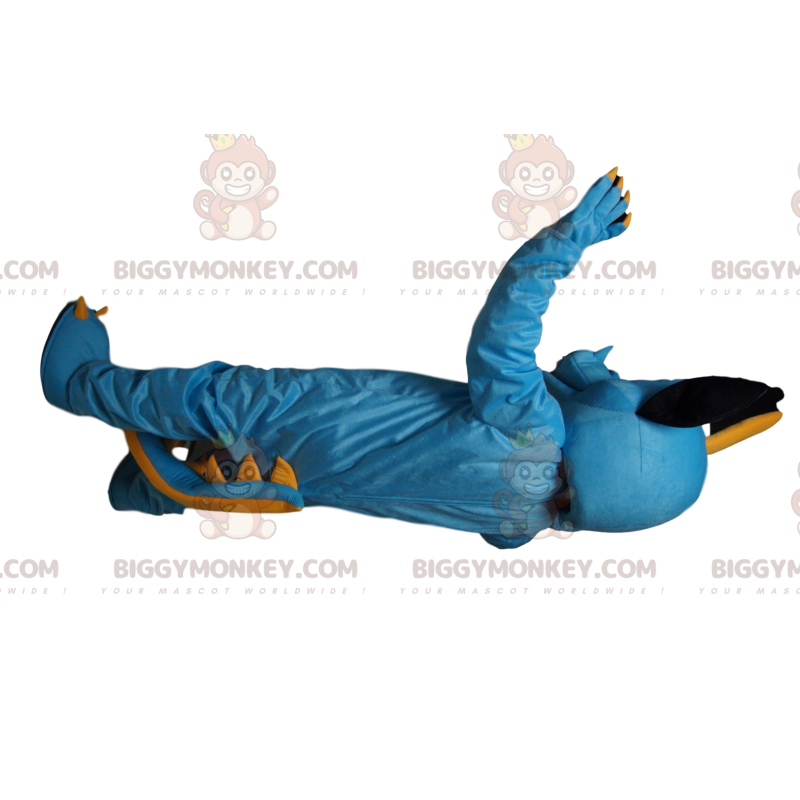 BIGGYMONKEY™ Costume da mascotte Drago blu e giallo con un