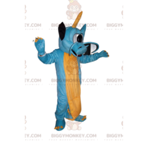 BIGGYMONKEY™ Costume da mascotte Drago blu e giallo con un