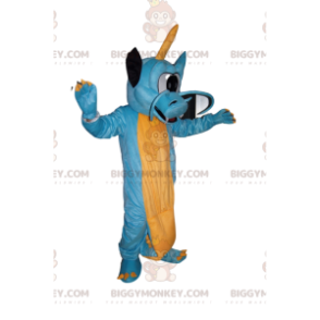 BIGGYMONKEY™ Mascot Costume Blue and Yellow Dragon with One Eye