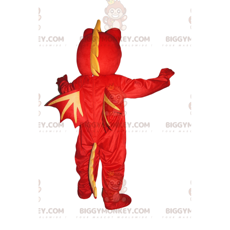 Very Happy Yellow and Red Dragon BIGGYMONKEY™ Mascot Costume –