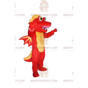 Costume de mascotte BIGGYMONKEY™ de dragon jaune et rouge très