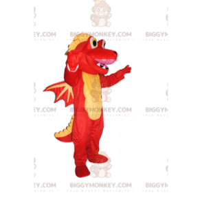 Disfraz de mascota BIGGYMONKEY™ de dragón amarillo y rojo muy
