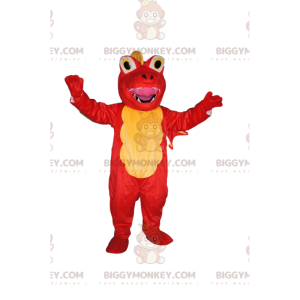 Very Happy Yellow and Red Dragon BIGGYMONKEY™ Mascot Costume -