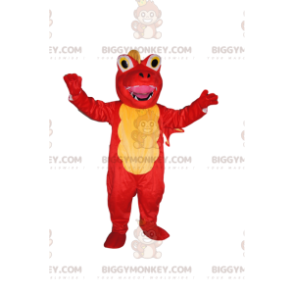 Costume de mascotte BIGGYMONKEY™ de dragon jaune et rouge très